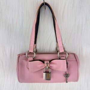Women's Faux Leather Mini Cylinder Purse Handbag Pink 7'x3.25"x3.25"